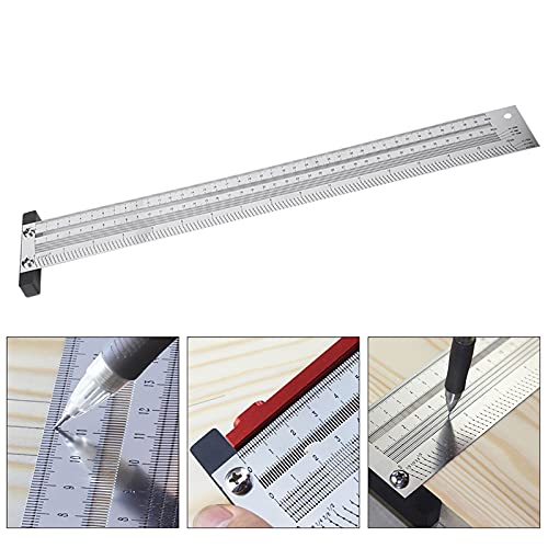 Ultra Precision Marking T-Rule Hole Ruler Stainless Scribing Mark Carpenter Line Carpenter Measuring Tool(16 inches) - size: 16 inches