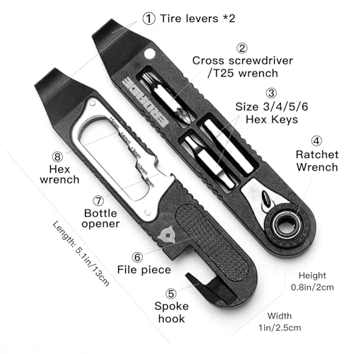 Portable Bike Repair Kit Tire Lever Bike Multitool,Bicycle Tools with Ratchet Wrench/Screwdriver Bits/Bottle opener (Simple Tool) - size: Simple Tool