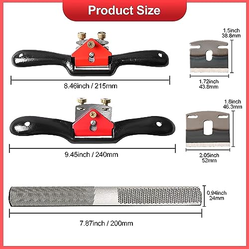 Spokeshave Set, 6pcs Metal Blades, Portable Plane & 4-Way Wood Rasp File