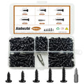 300Pcs M4x6/8/10/12/16 Self-Tapping Wood Screws Assortment Kit, Phillips Pan Head, Black Carbon Steel, 5 Sizes, for Wood Plastic and Soft Metal - size: M4x6/8/10/12/16-300Pcs