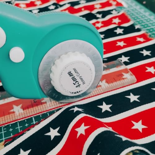 45mm Rotary Cutter and Mat Set, Fabric Cutter Wheel and 12x18 Inch Self Healing Sewing Cutting Mat, Fabric Rotary Cutter with 5pcs Rotary Blades for Quilting Patchworking Crafts, Turquoise - color: Turquoise