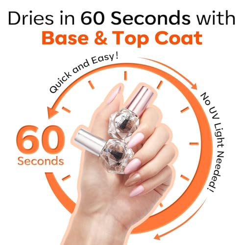 modelones Base and Top Coat Nail Polish Set Clear Quick Dry