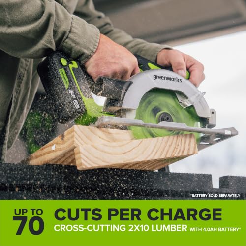 GREENWORKS 24V 1/2” Brushless Cordless Drill (400 In-lbs.) + 6.5” Circular Saw (4,800 RPM), (2) 2.0Ah (12,000mAh Power Bank) USB-C Batteries, Braided Cable, 65W Rapid Charger - size: 2PCS Combo Kits(New)