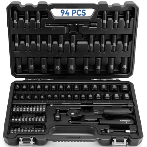 DISEN 94 PCS 1/4" Drive Impact Socket Set - size: 1/4" 94PCS
