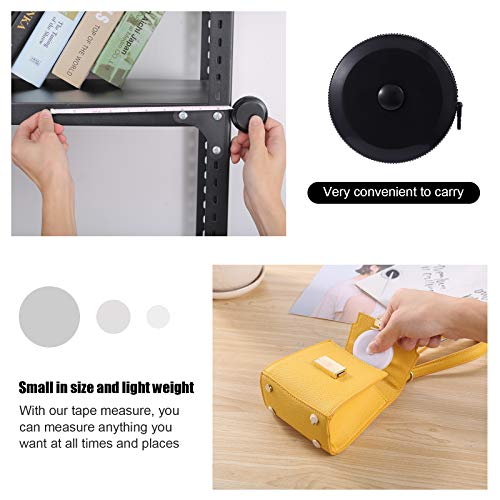 Measuring Tape Retractable, 60 Inch Soft Fabric Tape Measure for Body, Push Button Sewing Measurement Tape for Cloth Waist(3 Pack/Silver Black White) - color: Silver, Black, White