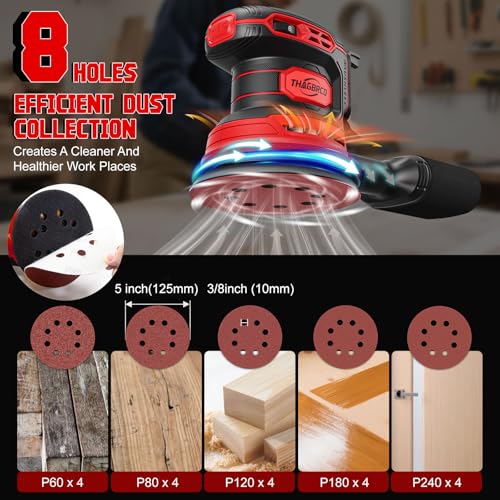 Cordless Orbital Sander Compatible For Milwaukee 18V With Dust Collector - style: RED 18V