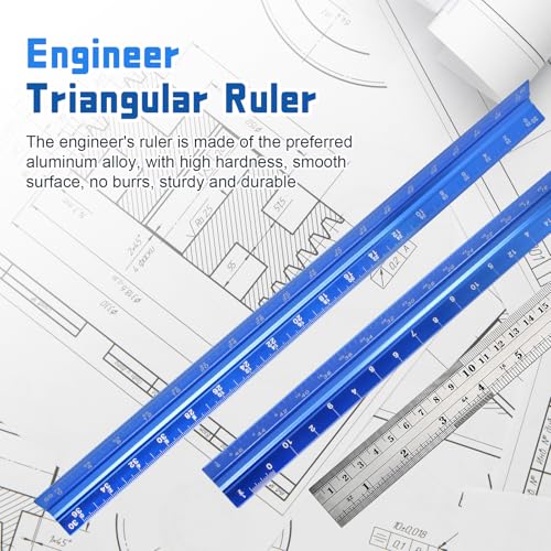 Biaungdo 3 Pack Architect Engineer Scale Ruler 12 Inch Blue for Drafting