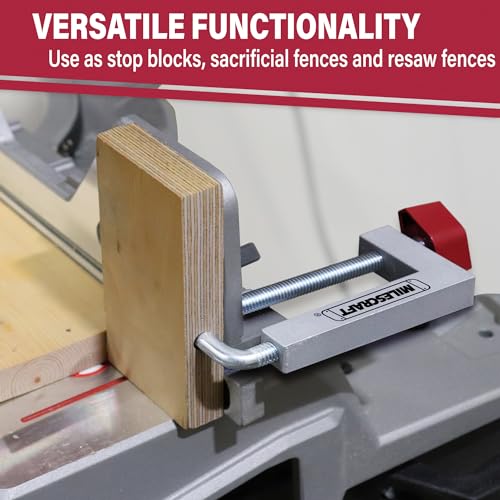 Milescraft 4009 Fence Clamps - 2 pack Universal Clamps with 3/8" Rod for Table Saws, Mitre Saws, Router Tables and Clamping Squares