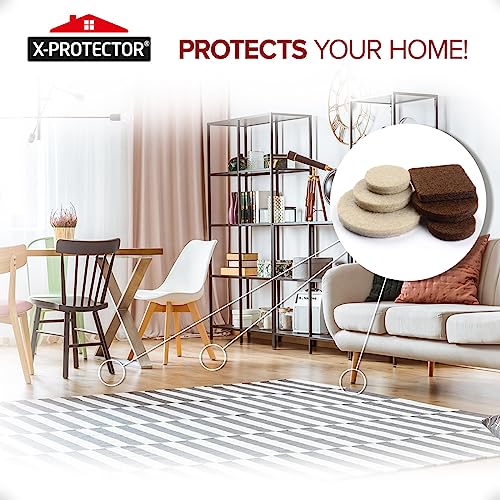 235 pcs Felt Furniture Pads Brown & Beige X-Protector! for Hardwood Floors - size: 235 PCS Brown & Beige, Round & Square