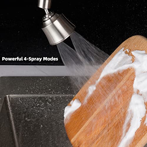 Faucet Aerator 4 Modes, 360° Swivel Faucet Sprayer Head, Brushed Nickel - color: Brushed Nickel, style: 2 Swivel Joints