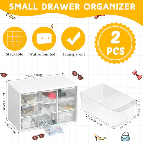 Wenqik 2 Pcs Mini Storage Drawers, White - color: White