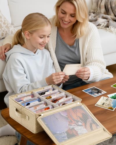 HULISEN Photo Storage Box, Photo Organizer for 2000 4x6 Pictures, Brown - color: Brown