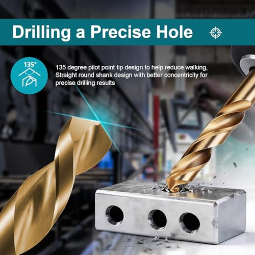 25/32 Inch Cobalt Drill Bit, M35 HSS Twist Drill Bit, 135° Split Point - size: 25/32 Inch