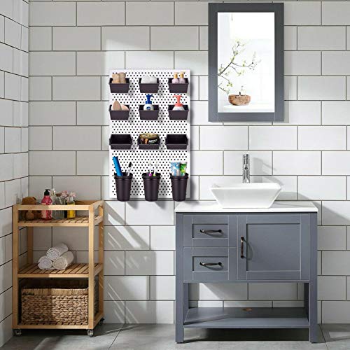 Pegboard Bins Cups with Hooks & Loops 12 Pack Peg Board Organizer (Black) - color: Black