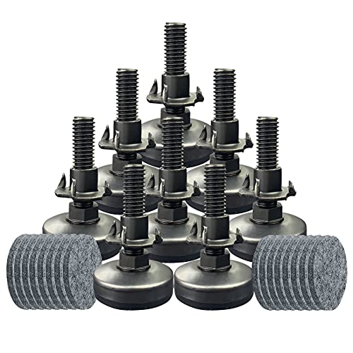 TWIG 8 Pack Adjustable Leveling Feet Furniture Levelers Table Feet Heavy Duty Leg Levelers for Cabinets Sofa Tables Chairs(Support 1320LBs, T-Nut Kit 3/8-16 Thread, Large Base,Black) - color: 8 Sets