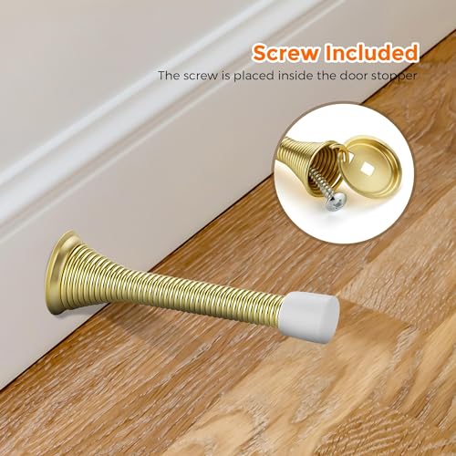 Ravinte Door Stoppers, 12 Pack Gold Spring Door Stops with Rubber Bumper - color: Gold