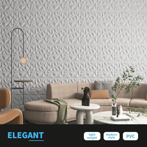 Art3d 33-Pack Modern Diamond Textured 3D Wall Panels, 12 x 12 in, White - color: White, size: 12x12 Inch 33 pcs