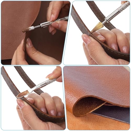 Double-Headed Stainless Steel Leather Edge Paint Roller, 2 PCS Leather Edge Dye Pen, Colorful Edges Roller Applicator Pen Printing Tool Leathers Working Tools Oil Paint Rollers for Dyeing DIY Craft