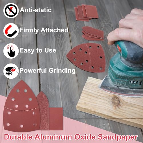 90 Pcs Detail Sander Sandpaper Kit, Hook&Loop Sanding, 60/80/120/240 Grit