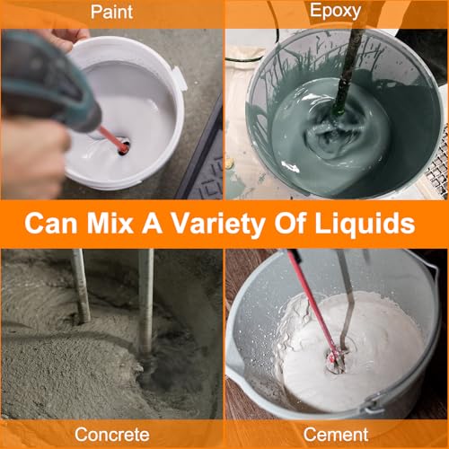 HARFINGTON Concrete Mixing Paddle, Paint Mixer Drill Attachment Cement Mixer Tool Mud Mixer for Mixing Paint Concrete Resin Epoxy - size: 23.2"