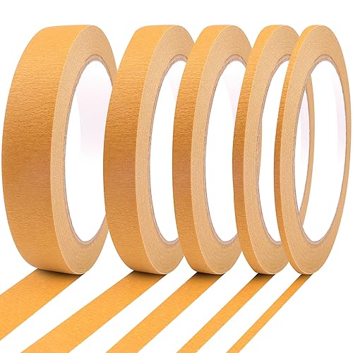 5 Rolls Pinstripe Tape - Masking Tape 1/16", 1/8", 1/4", 1/2", 3/4" - Thin Painters Masking Automotive Tape for DIY, Car, Auto, Paint, Art, Tumblers (Brown) - color: Brown