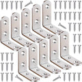 10 Pcs L Bracket Corner Braces 2 Inch Heavy Duty Stainless Steel Corner Brackets for Wood Shelves, 90 Degree Right Angle Joint Support Brackets with Screws - size: 10PCS-Silver 45*45mm/ 1.8in