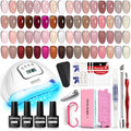 JODSONE 36Pcs Jelly Gel Nail Polish Kit 32 Colors with U V Light Crystal Transparent Classic Color 4 Functional Gel for All Seasons - color: KIT-19