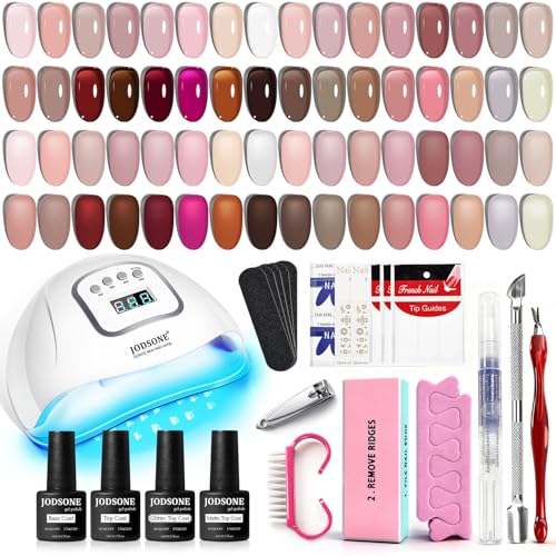 JODSONE 36Pcs Jelly Gel Nail Polish Kit 32 Colors with U V Light Crystal Transparent Classic Color 4 Functional Gel for All Seasons - color: KIT-19