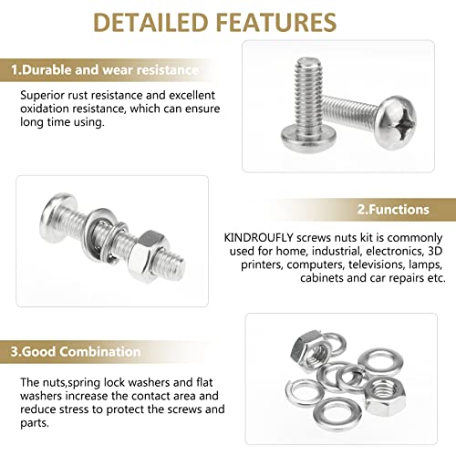 102 Pieces M6 x 10/12 /16/20 /25/30 /35mm Phillips Pan Head Machine Screws Nuts Washers Assortment Kit, 304 Stainless Steel, Fully Machine Thread - size: M6, style: Phillips Pan Head