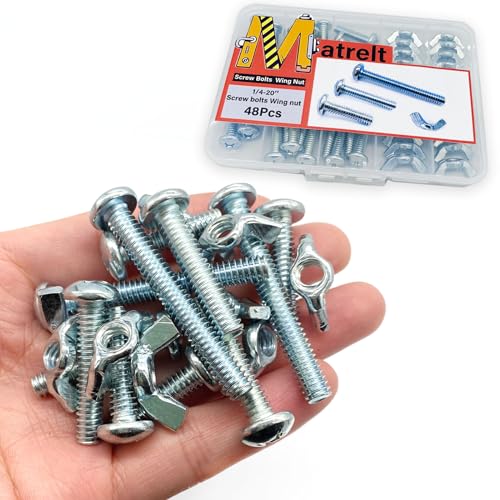 48Pack 1/4"-20 1-2Inch 3 Sizes Screw Bolts and Wing Nut Kit 24pcs Machine Screws with Round Head Phillips 24pcs Butterfly Hand Twist Tighten Nut Zinc Plated Hardware Fitting Fastenings Kit - size: Silver 48 Pack 1/4"-20 1-2Inch 3 Sizes