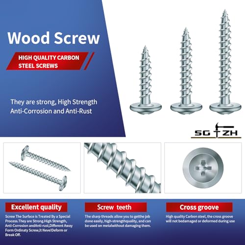 #8 x 1-1/4" Wood Screw 500Pcs Alloy Steel Standard Thread Truss Head Fast Self Tapping by SG TZH - color: Silver - Alloy Steel, size: #8 x 1-1/4"