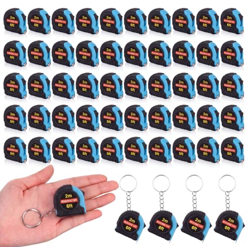 Kanayu 50 Pcs Pcs Mini Measuring Tape with Keychain, 6 ft, Aqua Blue - color: Aqua Blue, size: 6 ft