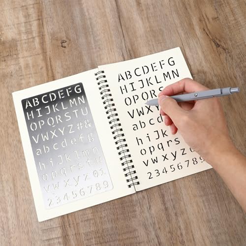 Metal Stencils for Wood Burning, 2 Pcs Stencils for Engraving Pen & Wood Burning, 4x7 Inch Reusable Alphabet Number Font Templates for Metal Leather Glass DIY Crafts