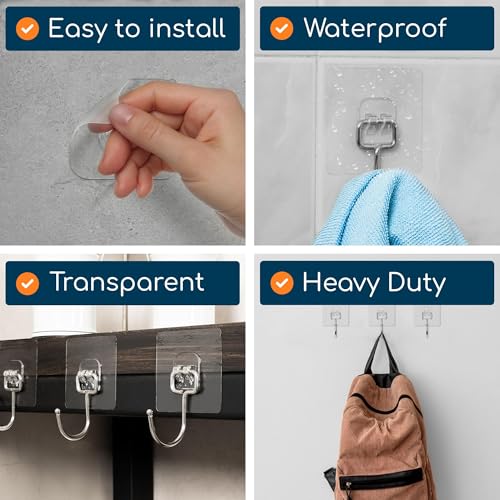 Adhesive Large Wall Hooks for Hanging Heavy Duty No Drill, 22 lbs, 12 pcs - size: Large, 12 pcs