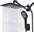 Shower Head,10 Inch High Pressure Rain Shower Head with Handheld Spray Combo, Adjustable Dual Rainfall Shower Head - Showerhead Comb Set with Extension Arm - 60 Inch Long Shower Hose(Black) - color: Black, size: 10 Inch