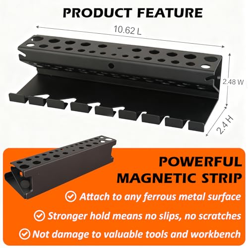 MUTUACTOR Screwdriver Organizer Rack Heavy Duty,Magnetic Mount Screwdriver Holder Plier Organizer,Magnetic Tool Holder Storage Holder for Various Screwdrivers Pliers Shears Tool Chest Cart Workbench - style: Black Drill Bits Wrench Holder