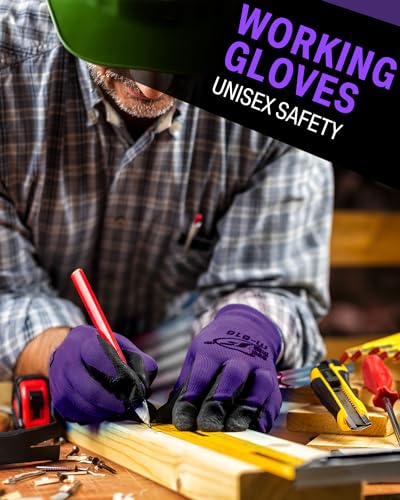 Potchen 72 Pairs Garden Work Gloves Bulk Pack for Men and Women - color: Purple