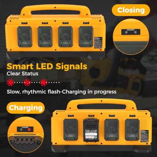 8-Port Battery Charger Station Compatible with Dewalt 12V-20V Batteries | 8Ports Simultaneous Charger Replace for Dewalt 20V max Battery Charger DCB104 - color: Brown