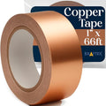 Kraftex Copper Tape [1 Inch x 66ft] – Conductive Copper Foil Tape with Adhesive for Stained Glass, Slug Barrier, Guitar Shielding & Faraday Cage - size: 1" × 66 ft