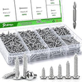 280Pcs Pan Head Wood Screws Assortment Kit,304 Stainless Steel Self Tapping Wood Screws #6/#8 Screw Kit,Round Head Screws Phillips Drive, Sheet Metal Screws - size: 280PCS-SV