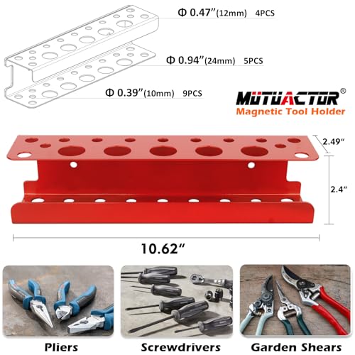 MUTUACTOR Magnetic Screwdriver Rack,1PCS Heavy Duty Magnetic Mount Red Screwdriver Organizer,Magnetic Tool Holder Durable Storage Holder for Multiple Screwdriver Plier Shear Tool Chest Cart Workbench - style: Red Screwdrivers Holder