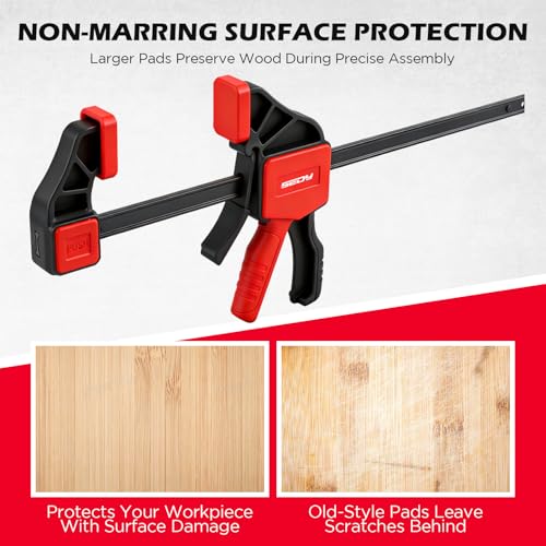 6-Pack 12 Inch Bar Clamps for Woodworking with 2-Piece Clamp Connector, 12" Quick-Release Wood Clamps with 150 LBS Load Limit, Trigger Clamp Set, One-Handed Clamps/Spreader for Woodworking - style: 12" (6-Pack) | Extends to 24"+ New Version