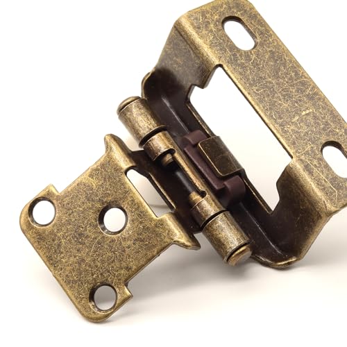 20 Pack (10 Pairs) 1/2 Inch Overlay Partial Wrap Hinges Antique Brass - color: Antique Brass, size: 20 Pack (10 Pairs)