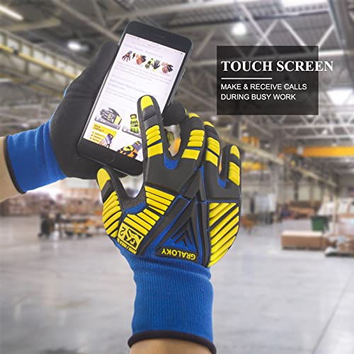 3 Pairs Work Gloves, Impact Resistant Gloves with Rubber Men Women - size: XX-Large