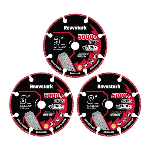 3 Inch Cut Off Wheel Diamond Cutting Wheel for Metal 3/8" Arbor | Angle Grinder Cutting Disc, Cut Off Wheel 3 Inch for Metal with 5000+ Cuts on Rebar, Steel, Iron and INOX - style: 3"x3/8in.