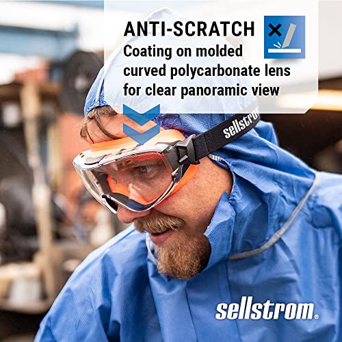 Sellstrom GM510 Anti-Fog Hard Coated Safety Goggles - ANSI Z87.1 | Anti-Scratch Clear Lens, Indirect Vents for Dust & Splash, For Cutting, Grinding, General Work, Woodwork, Construction, Lab
