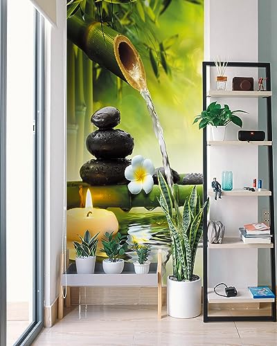 FLFK Door Mural Sticker - Zen,Peel and Stick,Combined Size 32"x80",Split into 2 Pieces - color: Mt1155, size: 32"x80"