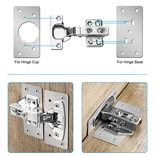 12-Pack Stainless Steel Cabinet Hinge Repair Kit - Door Hinge Repair Plate With Mounting Screws