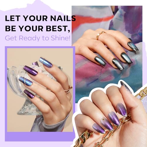 modelones Quick Dry Nail Polish Set, 6 Colors Holographic Aurora Shimmer - color: A0 Aurora Galaxy