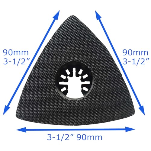 XXGO 4 Pcs 3.5 Inch 90mm Triangle Oscillating Multitool Sanding Pads | Hook & Loop Design , Strong Velcro , XXGO LOGO - size: 3-1/2 Inch Triangle Sanding Pads - 4 Pcs